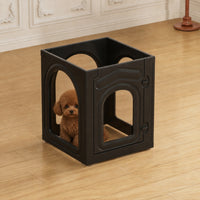 4 Pieces Freestanding Indoor Pet Fence Transparent Pet Fence with Door Panels Easy to Assemble Dog Playpen with Door Lockable for Small Dogs, Young Dogs, Apartment, Living Room