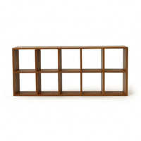 Wooden Shelf with 10 Compartments Space-Saving Wall-Mounted Display Shelf Compact for Collectors, Bedroom, Entryway