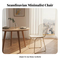 Wire Mesh Armchair Nordic aesthetic Vanity Stool Gold-Tipped Legs for Adults, Guests