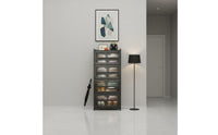 Slim Design Narrow Shoe Rack with Doors Reinforced Structure Locking Shoe Cabinet for Hallway, Corridor