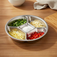 5 Compartment Tray Easy to Clean Divided Condiment Dish Stainless Steel Ingredient Bowl for Serving