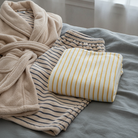 Women's Coral Fleece Thickened Striped Long Warm Flannel Nightgown