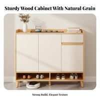 Wooden Footwear Storage Unit Solid Wood Material Entryway Shoe Storage Cabinet Dustproof for Apartment Dwellers, Homeowners, Living Room, Bedroom