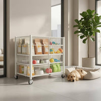 Vertical Supports Wire Storage Trolley Open Top Metal Storage Trolley Easy Mobility Home Organizer Anti-Rust for Garden