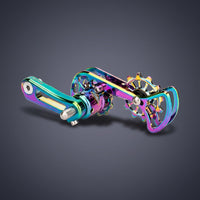 Cycle Chain Tensioner with Two Pulley Wheels CNC-Machined Single-Speed Chain Tensioner Aluminum Alloy for Riders Jump, Downhill