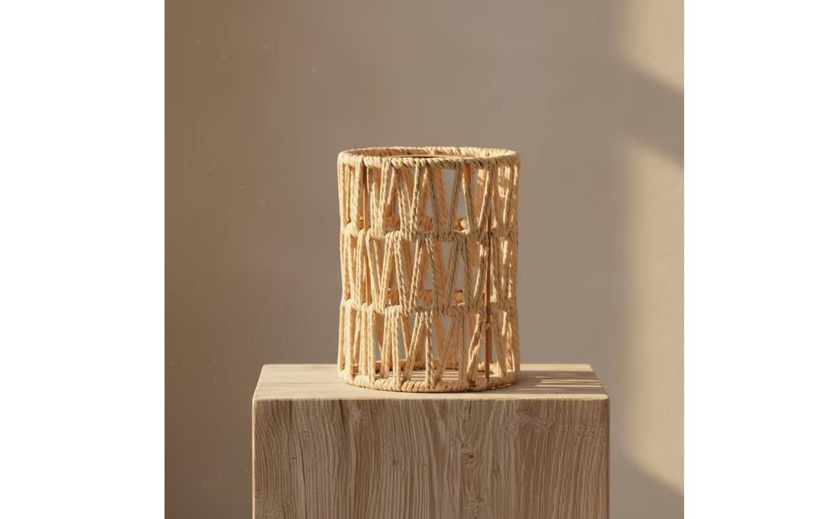 Paper Rope Lampshade Handwoven Woven Lampshade Handmade Lamp Shade with Paper Rope for Guest Rooms, Cafes