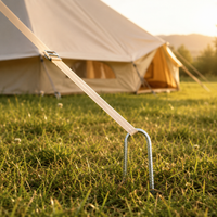 Galvanized J-Shaped & U-Shaped Ground Anchors, Threaded Tent Stakes for Lawn & Landscape Fabric, Construction Nails