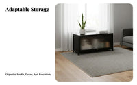 Sleek-Profile Slatted Credenza Spacious Storage for Apartment Dwellers
