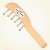 Wooden Massage Comb with Metal Pins Wood Acupressure Comb with Stainless Steel Pins Compact