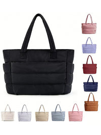Large Capacity Quilted Tote Bag for Women, Yoga and Gym, Lightweight Shoulder Bag