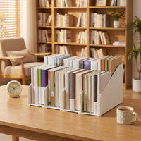 Book Stand, Bookend, Storage Item, 2-Tier, Vertical, White, Plastic, For Office & Students