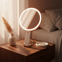 3-Color Light LED Makeup Mirror Adjustable Brightness Double-Sided Lighted Mirror Dimmable Beauty Tool Foldable for Dressing Table, Bedroom, Travel