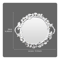 Ginkgo Leaf Tray Silver Tray with Mirrored Glass Base Elegant for Vanity