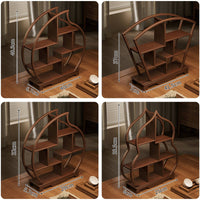 Small Desktop Tea Ware Rack Exposed Design Wooden Curio Shelf Heavy Duty