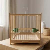 Square Bird Enclosure Handmade Wooden Bird Enclosure Includes Cups and Perches