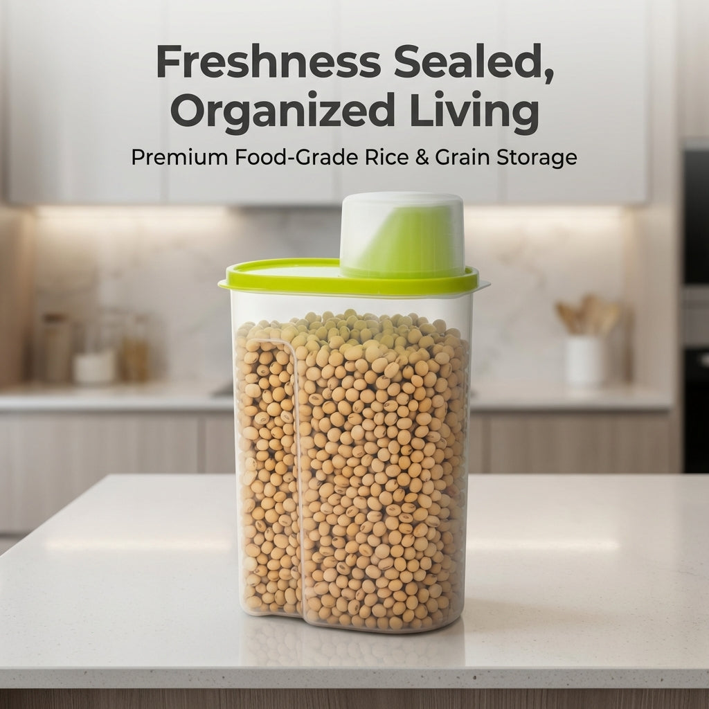 Storage Container Lid Measuring Cup, Cereal Storage Bin Kitchen, Food Storage Container Airtight Seal, Large Capacity Food Storage Bin