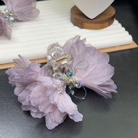 Purple Tulle Butterfly Hair Clip with Crystal Embellishments, Romantic Style