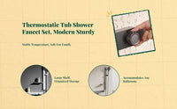 Thermostatic Shower Faucet Set, Brass Waterfall Spout, Shelf