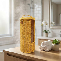 Basket with Front Opening Round Base Lidded Storage Basket Decorative