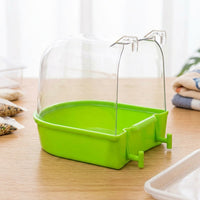 Bird Bath with Lid for Small Birds, Bathing Box for Grooming, Cage Hanging Parrot Bath, Indoor Cockatiel Bath for Washing, Hooks for Birds