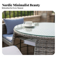 3 Pieces 3 Piece Wicker Patio Set Weather-Resistant Balcony Furniture Set Hand-Woven Space Saving Balcony Furniture for Couples, Porch, Backyard, Deck