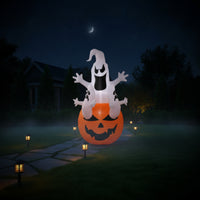 Spooky Inflatable Ghost with Pumpkin Cute Halloween Inflatable Ghost Funny Yard Decoration Indoor for Lawn