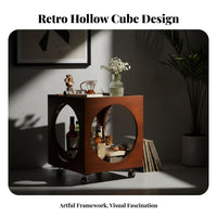 Wheeled Cube Table with Cutouts Sturdy Construction Household Furniture