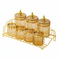 7 Pieces Clear Pantry Organizer Jars Light Luxury Design for Kitchen Counter