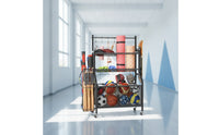 Garage Sports Equipment Organizer Smooth-Rolling Ball Storage Rackwith Wheels Heavy-Duty Garage Organizer with Shelves for Gym, Basement, Game Room