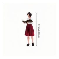 Female Librarian Figurine Finely Detailed Woman Reading Book Miniature Hand-Painted Teacher Model for Hobbyists, Dioramas, Sand Tables
