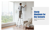 Aluminum Alloy Folding Step Ladder, Telescopic, Multi-Functional, Anti-Slip, For Home & Engineering