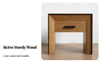 Rustic Cube End Table Japanese Rustic Aesthetic and Design Nightstand Vintage Look Small-Sized Size for Farmhouse Decor Fans