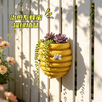 创意蜂窝蜜蜂壁挂花盆室内外墙面垂吊盆栽容器个性园艺装饰摆件