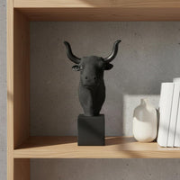 Bull Head Statue Housewarming Gift Bull Head Bust Hand-Painted for Living Room