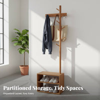Multi-Functional independentstanding Organizer with Shelves Floor-Standing Bedside Clothes Valet Space-Saving Design Hall Tree Stylish Home Decor for Apartment Dwellers, Homeowners, Bedroom, Entryway, Small Spaces, Dorm Room