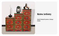 Two-Door Painted Chest Chinese design Storage Cabinet Multifunctional Distressed Finish for homeowners, Living Room