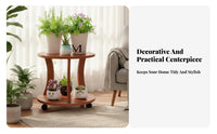 With casters Rolling Wooden Flower Rack Floor-Standing Plant Stand Multi-Tiered Design Indoor Furniture Space-Saving for Gardeners, Decorators, Homeowners, Balcony, Living Room, Patio, Corner