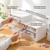 Desktop Organizer with Stackable Drawers, Modular Desk Storage for Office Workers, Transparent Drawer Set for Study Room and Workspace