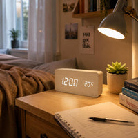 Wooden Digital Alarm USB-Powered Clock Memory Function for Desk