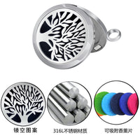 Stainless Steel Tree of Life Essential Oil Diffuser Locket Necklace for Women