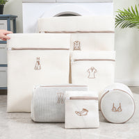 Embroidered Sandwich Mesh Laundry Bag for Delicates, Double-Layer Washing Machine Protector