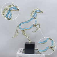 Horse Figurine with Metal Frame Tabletop Standing Horse Statue Modern for Office