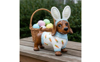 Dachshund Rabbit Statue Cute Design Resin Sausage Dog Sculpture Lasting Color