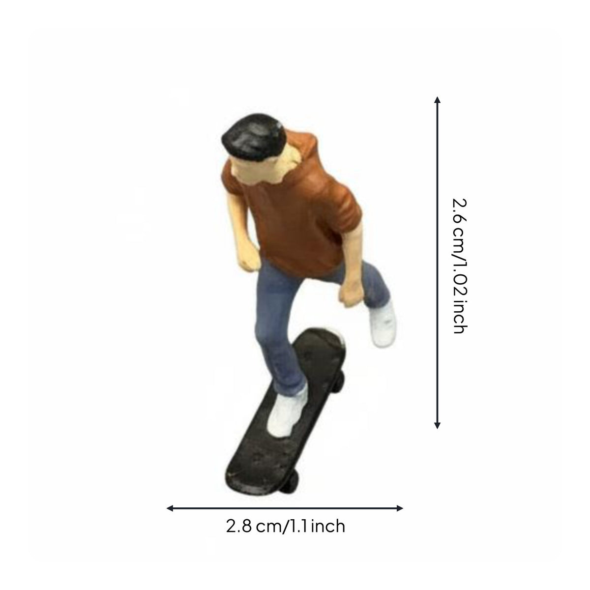 Skateboarder Resin Figurine Detailed Skateboard Boy Miniature Intricate Craft 1:64 Scale Figure for Display, Diorama