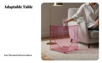 Mobile C-Table Transparent Nightstand Minimalist design with casters for Bedroom, Small Spaces, Home Office
