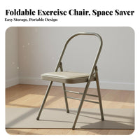 Foldable Mindful Movement Auxiliary Chair Padded Seat Backless Mindful Movement Chair Reinforced Double Bar Design Folding Exercise Stool Multifunctional for Beginners, Seniors, Home