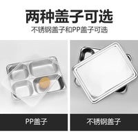 Stainless Steel Divided Lunch Tray with Lid for Adults and Kids, Thickened Deep Compartment Food Container
