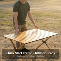 Folding Table and Chair Set Foldable Portable Picnic Set Easy Assembly Portable Camping Table for Picnickers, Families, Travel, Backyard, Beach