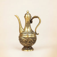 Beverage Ewer Ornament Brass-Colored Pitcher Embossed for Display Shelf