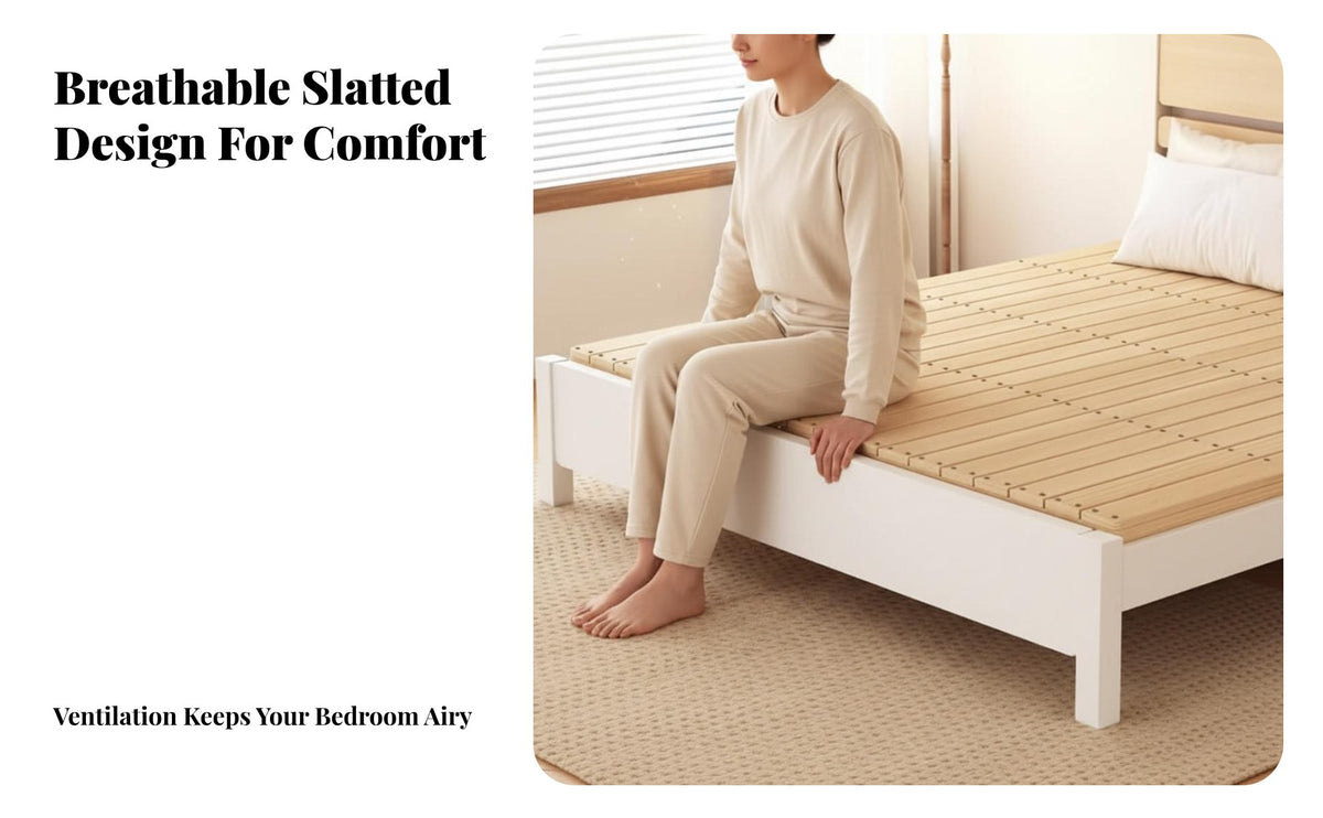 Anti-Sagging Foldable Slatted Bed Board Glueless Construction Bunkie Board Low height Mattress Support Breathable for Seniors, Parents, Homeowners